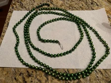 Vintage Christmas Bead Garland Green Glass 9ft Feather Tree Garland