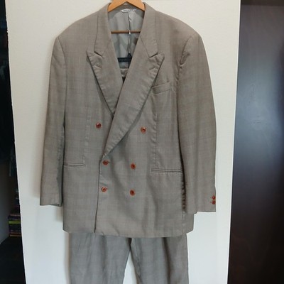 Canali Proposta Men s Wool Double Breasted Suit Glen Plaid 56L (US 46L) 30x31