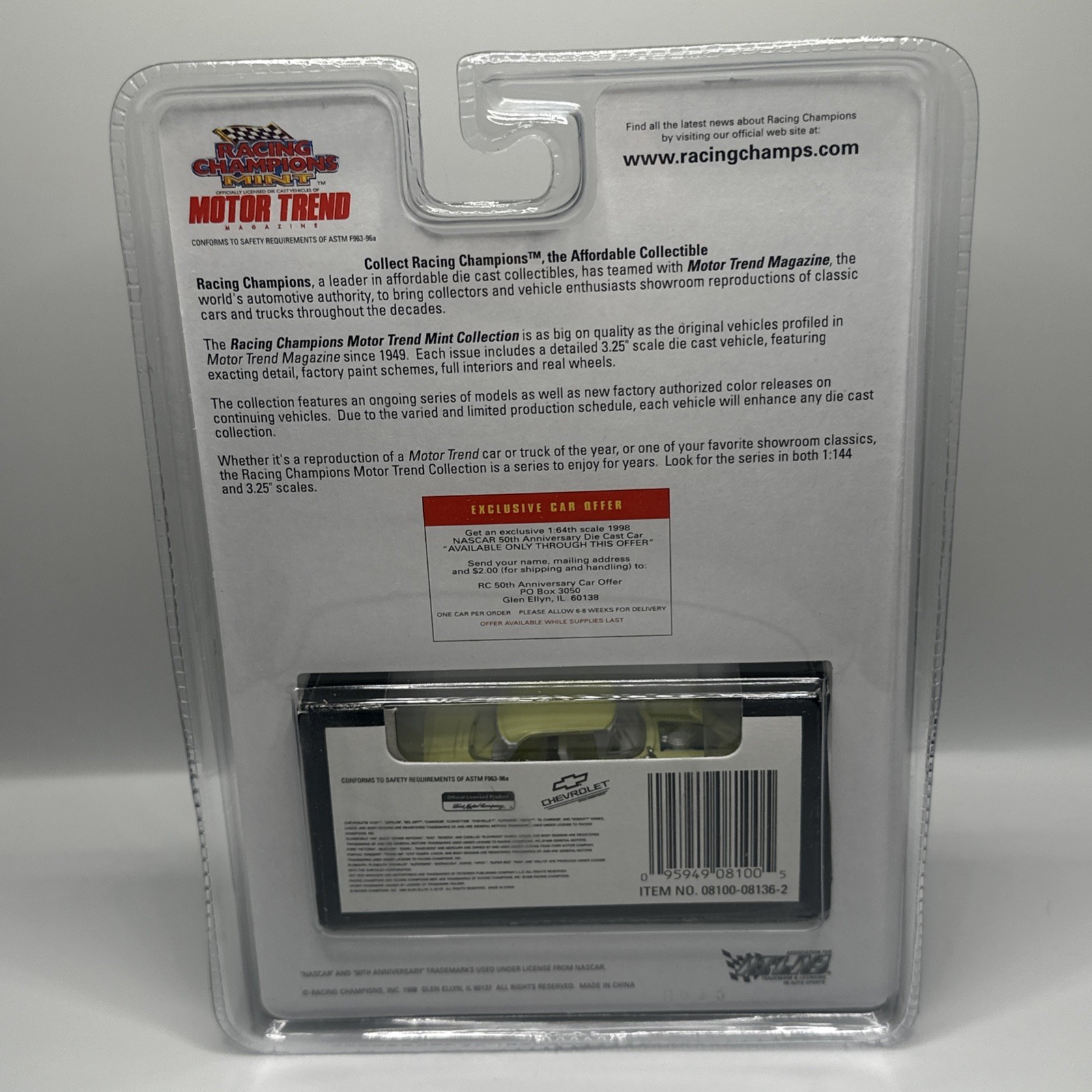 Racing Champions Mint 1998 Motor Trend Yellow 1958 Ford Edsel Hardtop NEW