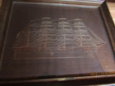 Großes Maritimes Wandbild Segelschiff Relief Silber Gerahmt 