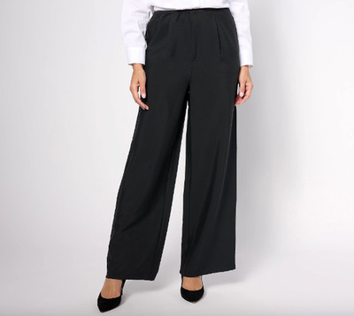 Studio Park x Amy Stran Tall Wide-Leg Pleated Pant , Black Sz ST a620519