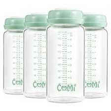 Wide Neck Glass Breastmilk Collection n Storage Bottle, 4 Packs,10oz with Scr...