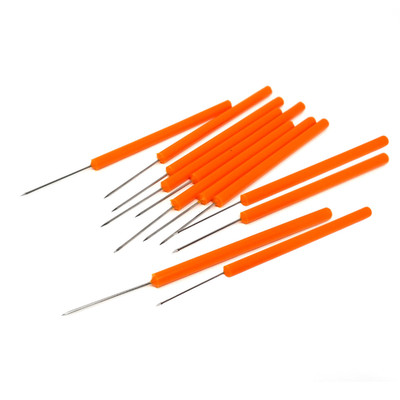 Lab Dissecting Teasing Needles with Plastic Handles STR Pins 12/Pack - Orange