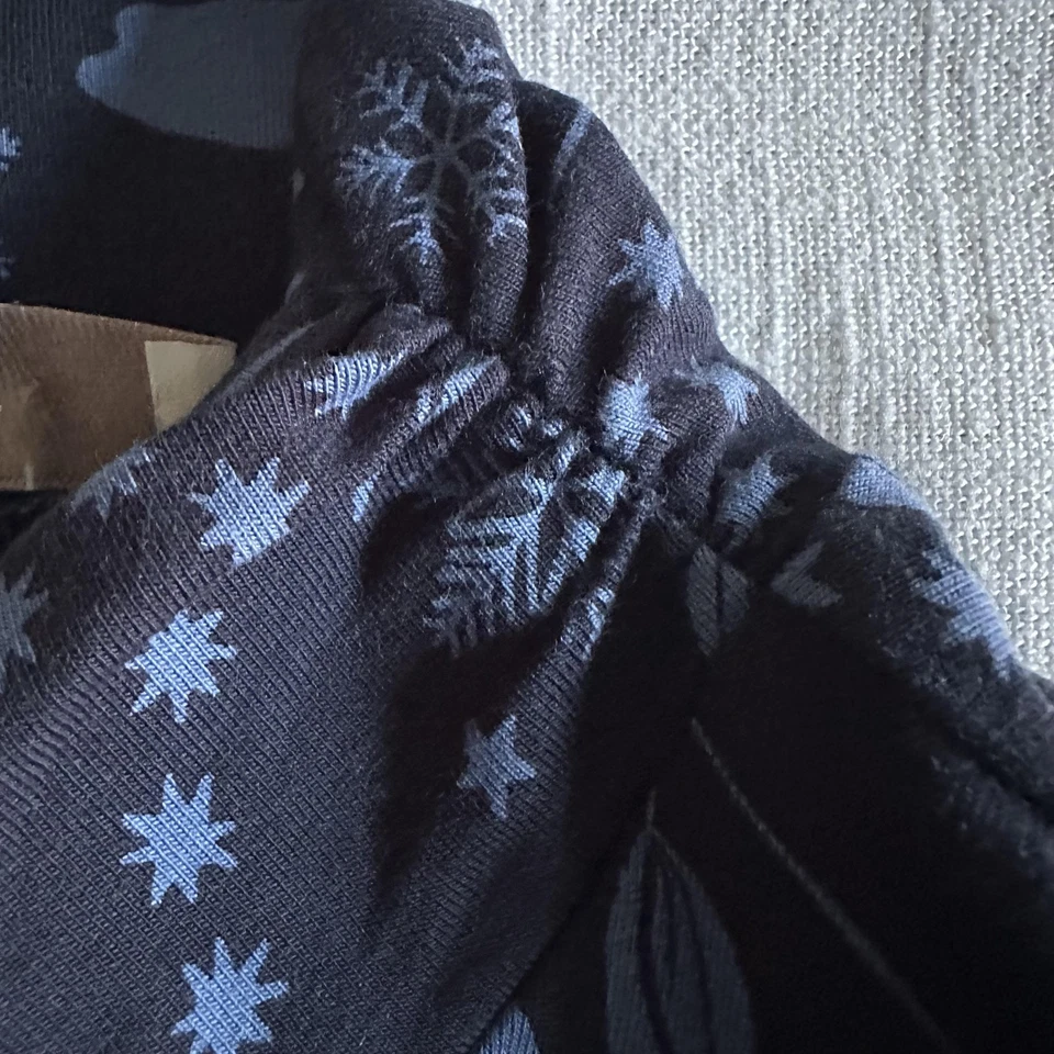 Vestido LOFT para mujer mediano azul marino estampado floral luna manga larga midi cuello falso Foto 4 de 4