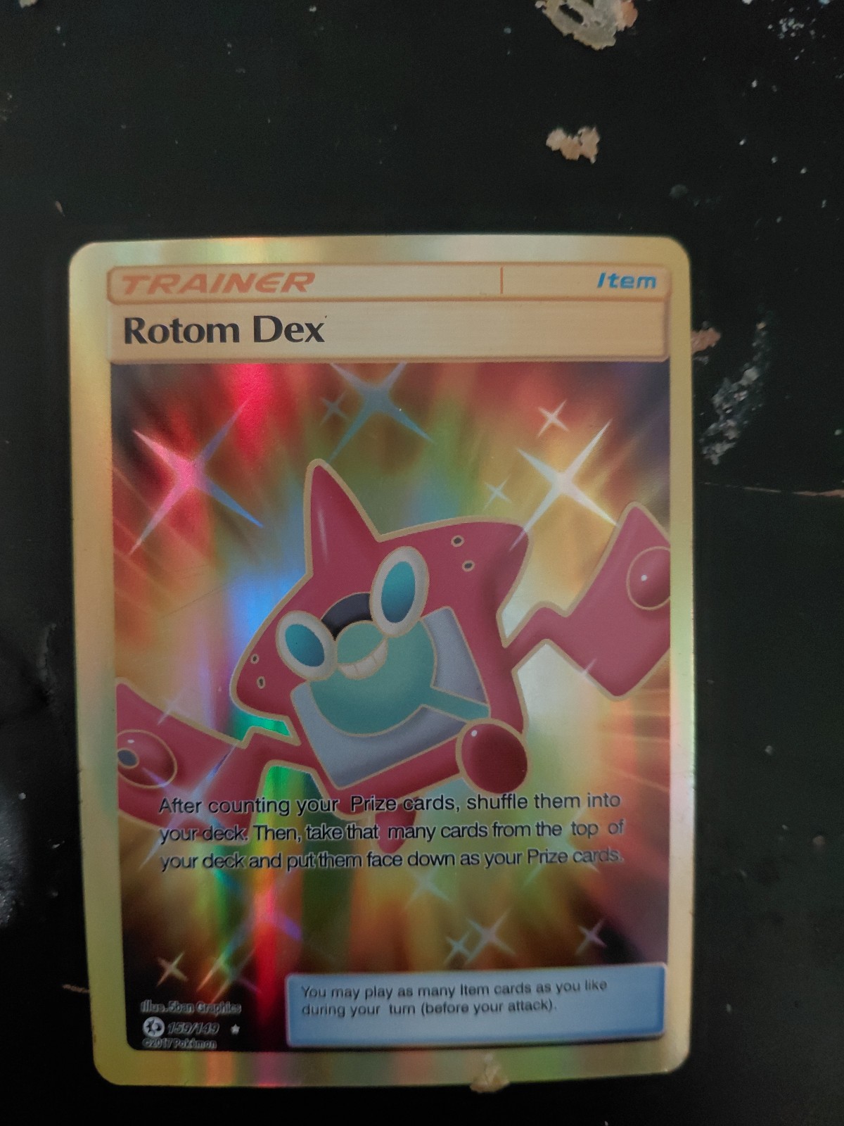 Pokémon TCG Rotom Dex Sun & Moon Base Set 159/149 Holo Secret Rare