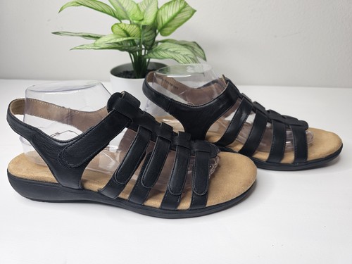 Trotters Tiki schwarze Damen-Ledersandalen ─ Größe 10M Komfort Fischer - Bild 3 von 8