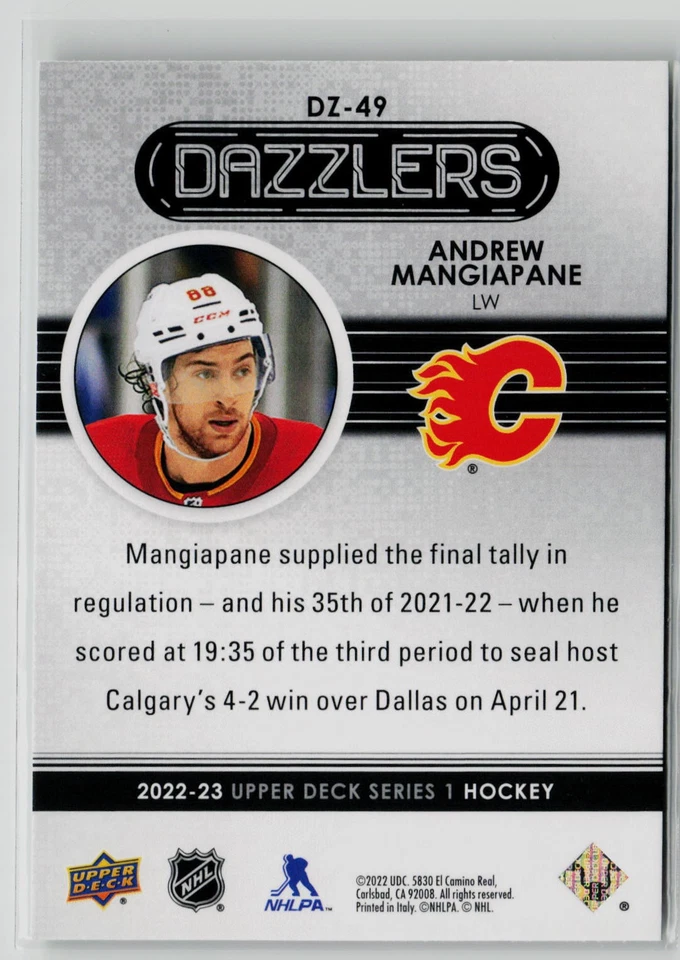 Andrew Mangiapane - 2022-23 Upper Deck Dazzlers Green #DZ-49 Calgary Flames - Image 2 of 2
