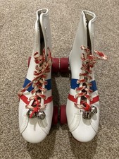 Vintage Official Roller Derby Skates Red White Red Urethane Wheels Size 6