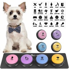 Dog Buttons for Communication, 4 Dog Talking Button Set, Speaking Buttons for...