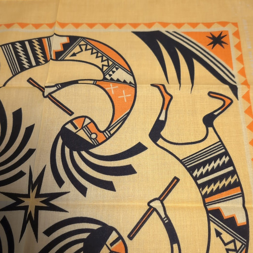 Vintage NOS Taschentuch Bandana 21" USA gelb Kokopelli Southwest Native C7 - Bild 7 von 10