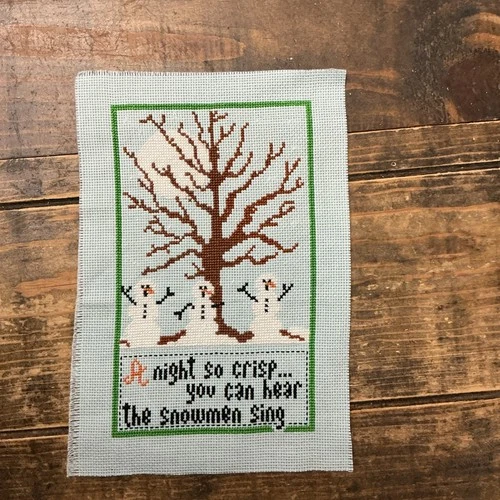 Finished Cross Stitch~ A Night So Crisp You Can Hear The Snowmen Sing