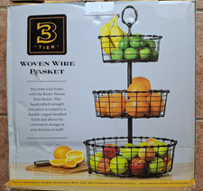 Cesta de alambre de 3 niveles rústica fruta verdura comida baño cocina organizador - NUEVO ABIERTO