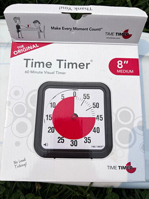 Time Timer 8'' Medium Original 60-Minute Visual Countdown Timer Black/Red/White