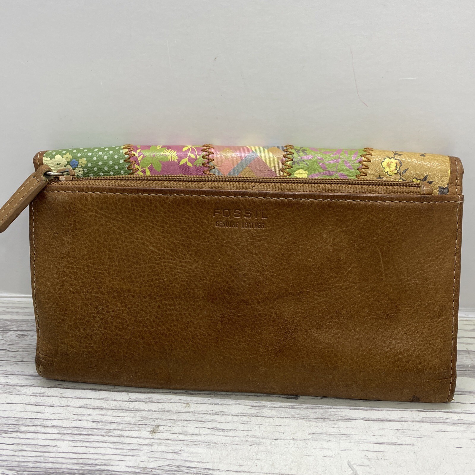 Fossil Brown Leather Patchwork Wallet - image 2
