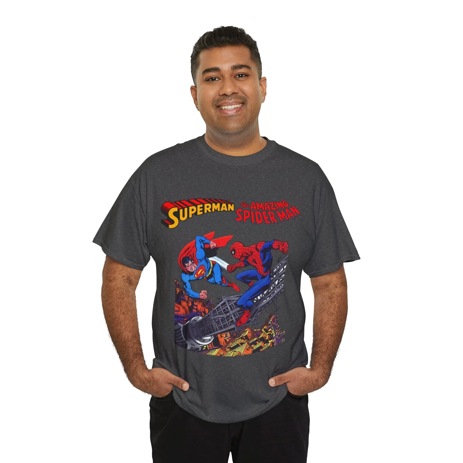 Superman & Amazing Spider-Man T-Shirt - DC/Marvel Comics Crossover - 1970s