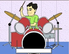 Drummer Group Male  Cartoon Character Personalized Matted Print Series 1