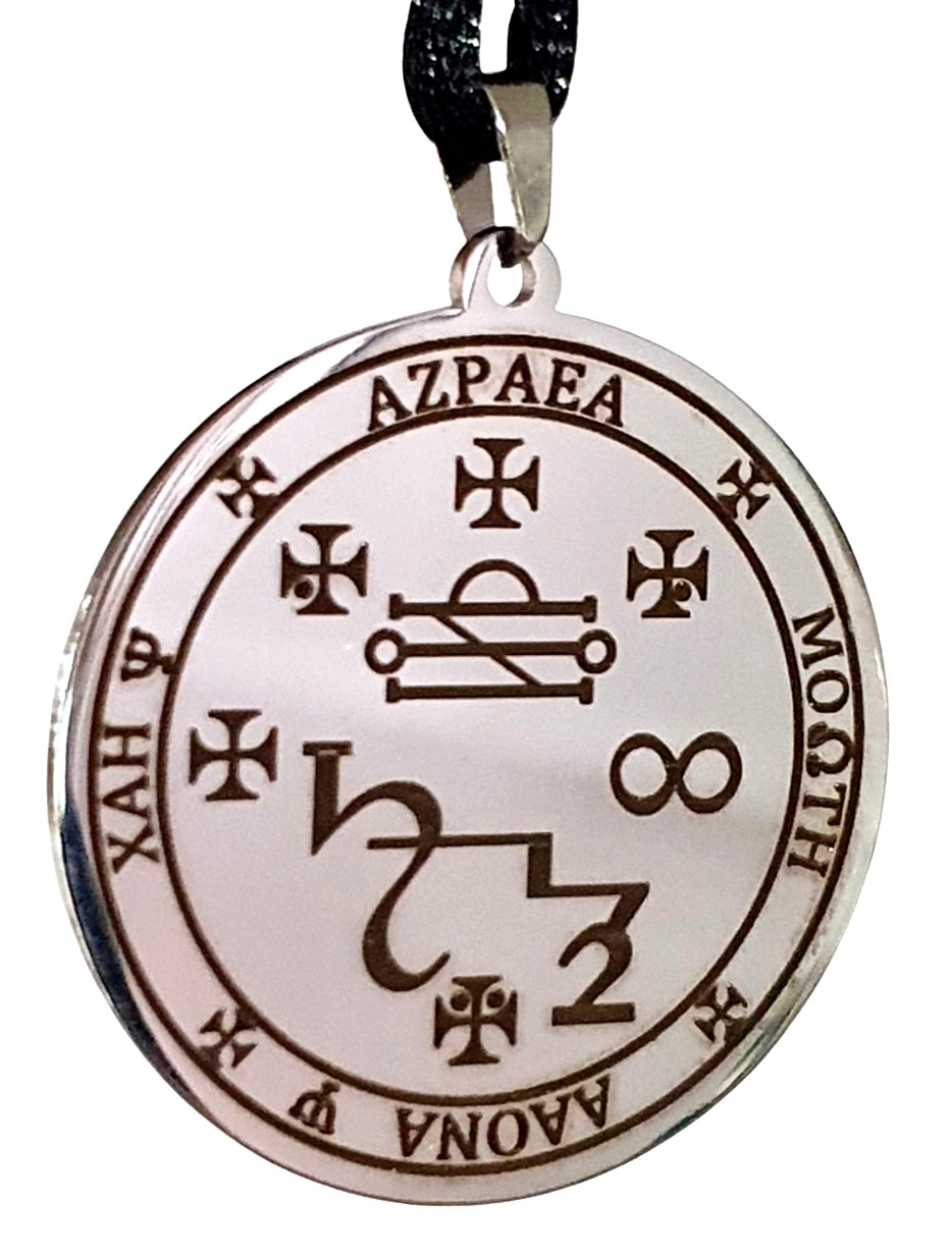 Azrael Pendant Necklace Archangel Talisman Sigil Evocation Bead Corded Amulet