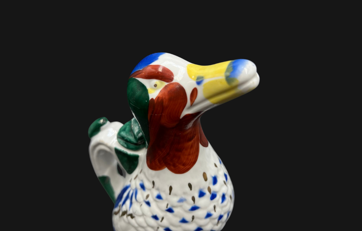 Vintage Jug Art Porcelain Colorful Duck Figure Ussr LFZ Lomonosov