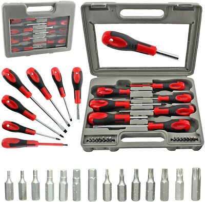 Schraubendreher Bit Set Kreuzschlitz Flach Sechskant Torx & Kompaktkoffer 21-teilig Magnetspitze