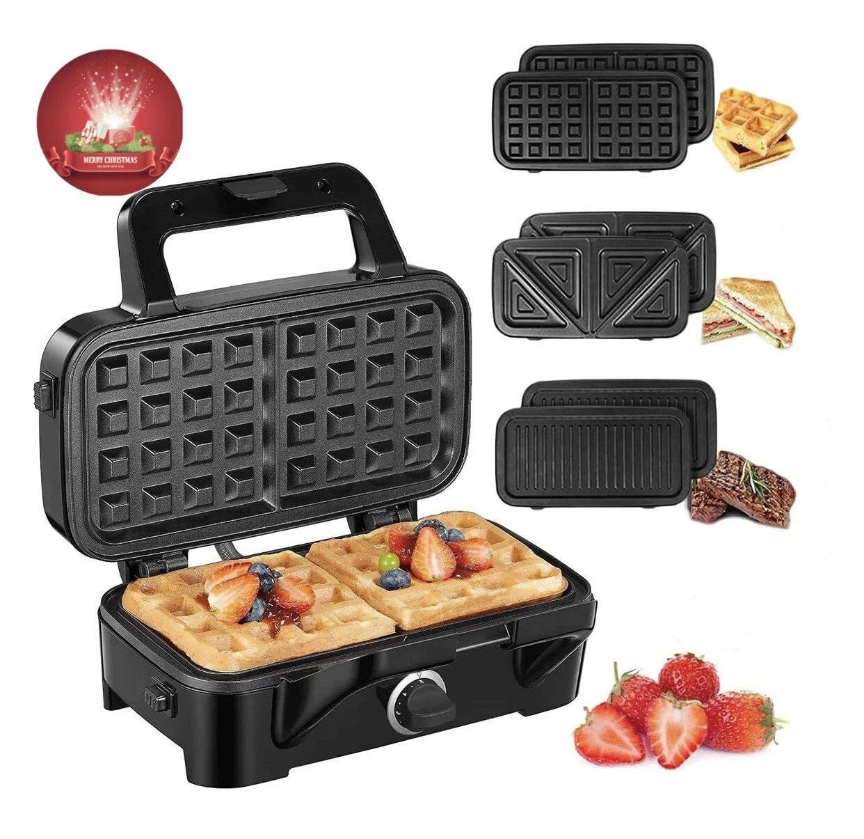 Decen 3 In 1 Sándwich Maker, 1200W Waffle Maker, Panini Press Grill, Nonstick