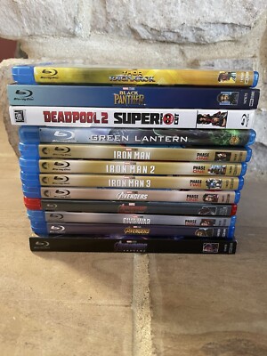 Huge Marvel Blu-Ray movie lot - 12 total - Iron Man, Avengers, Black Panther +
