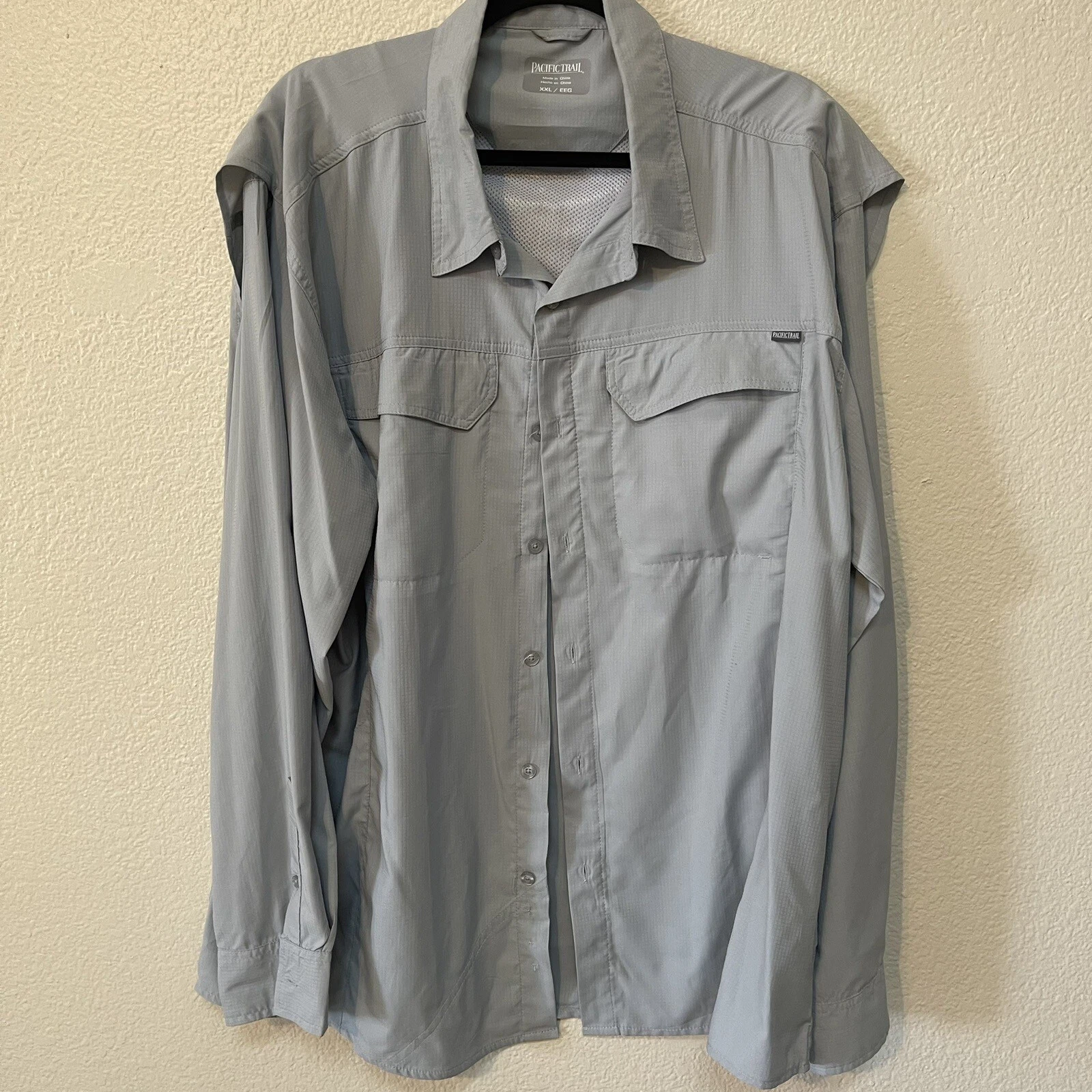 Pacific Trail Outdoor Shirt Adult Gray Vent Long Sleeve Outdoor Mens