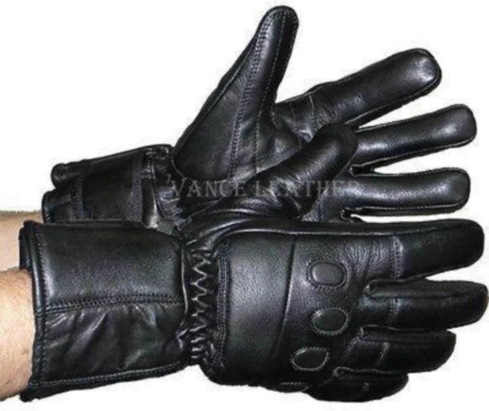 MENS WOMENS INSULATED LAMB SKIN LEATHER GAUNTLET GLOVES w/ PADDED KNUCKLES - VAN