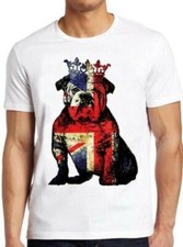 Buldog British Dog Union Jack Flag England Crown Cool Gift Tee T Shirt M138