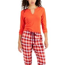 Jenni Women's Split-Neck Pajama Top Papaya Punch NWT Size Small