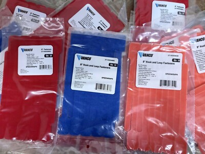 20 pieces - 8 inch Hook and Loop Cable Ties - 1/2 inch width - Red; Blue; Orange
