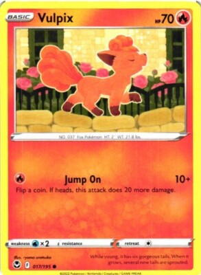 2022 POKEMON TCG SILVER TEMPEST VULPIX 017/195 COMMON CARD | eBay