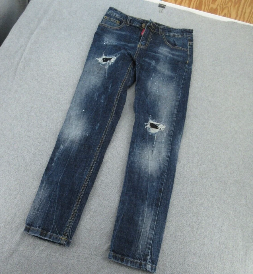 DSquared2 Jeans Mens 30 Blue Distressed Dark Wash Skinny Pants (FITS 30x29) - Image 2 of 4