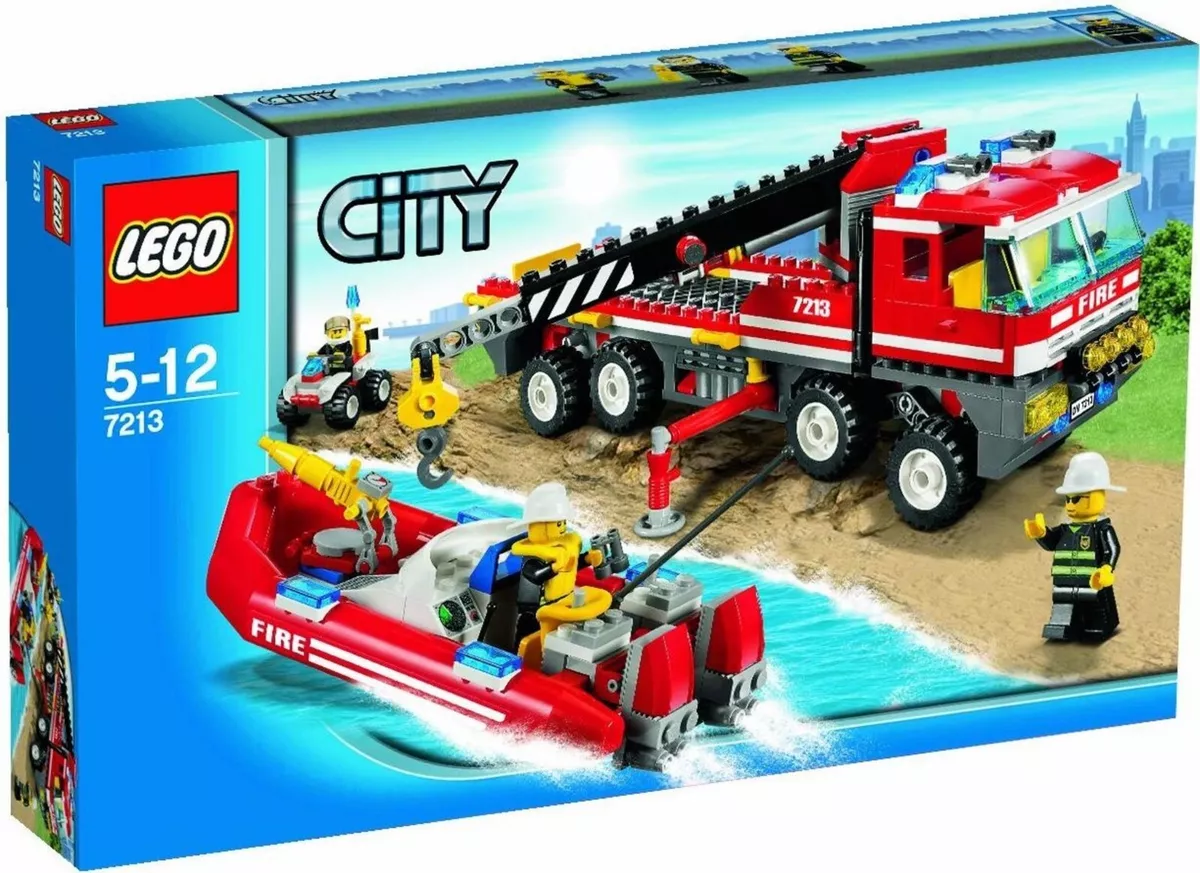 offroad fire truck fireboat lego city 7213 crane firefighters ok