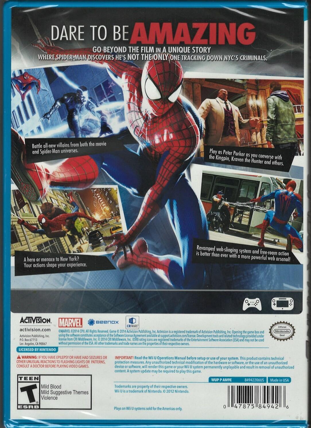 Amazing Spider-Man 2 The for Nintendo Wii U Brand New Factory Sealed  47875849426