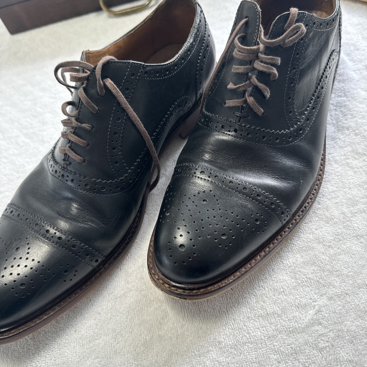 Warfield Grand Black Leather Brogue Cap Toe Oxfords Dress  display picture 1