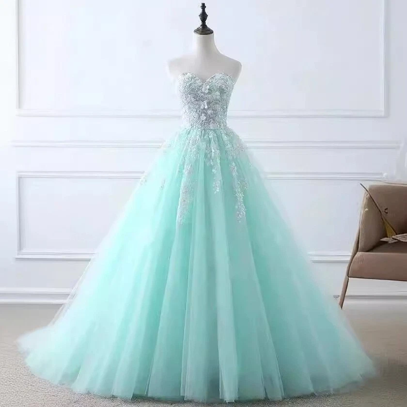Sweetheart Puffy Tulle Prom Dress | Lace Applique Long Graduation Gown for Teens - Image 2 of 4