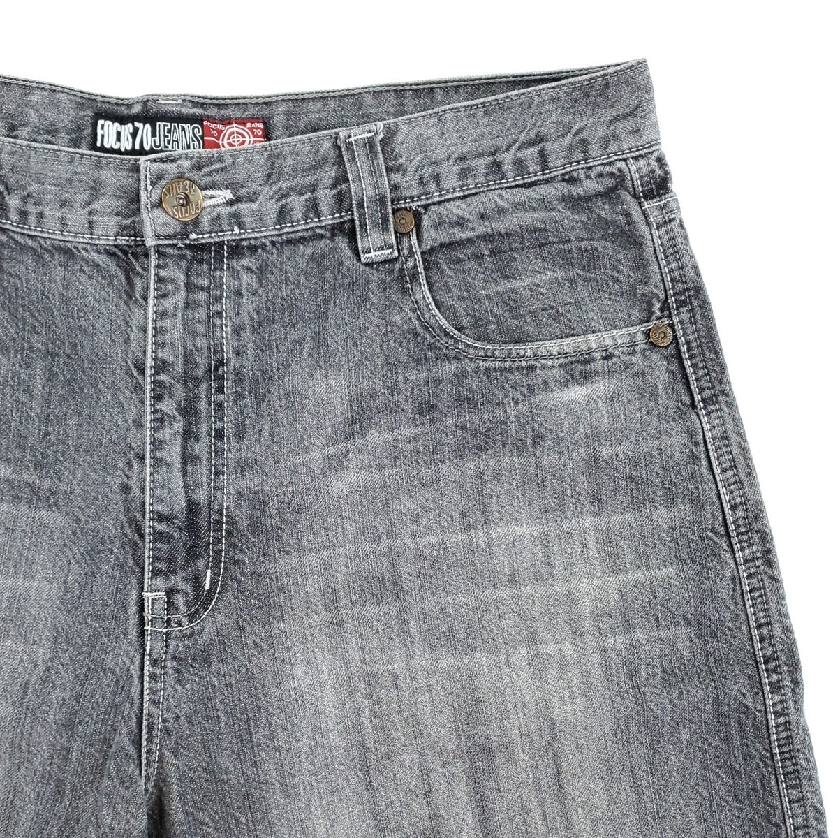 Focus 70 Jean Shorts Men's 38 Gray Denim Y2K Baggy Hip Hop