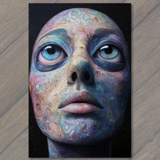 Art Print  Psychedelic Face Art Colorful Surreal Abstract Design Fantasy Strange
