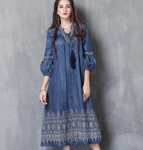 maxi denim dress