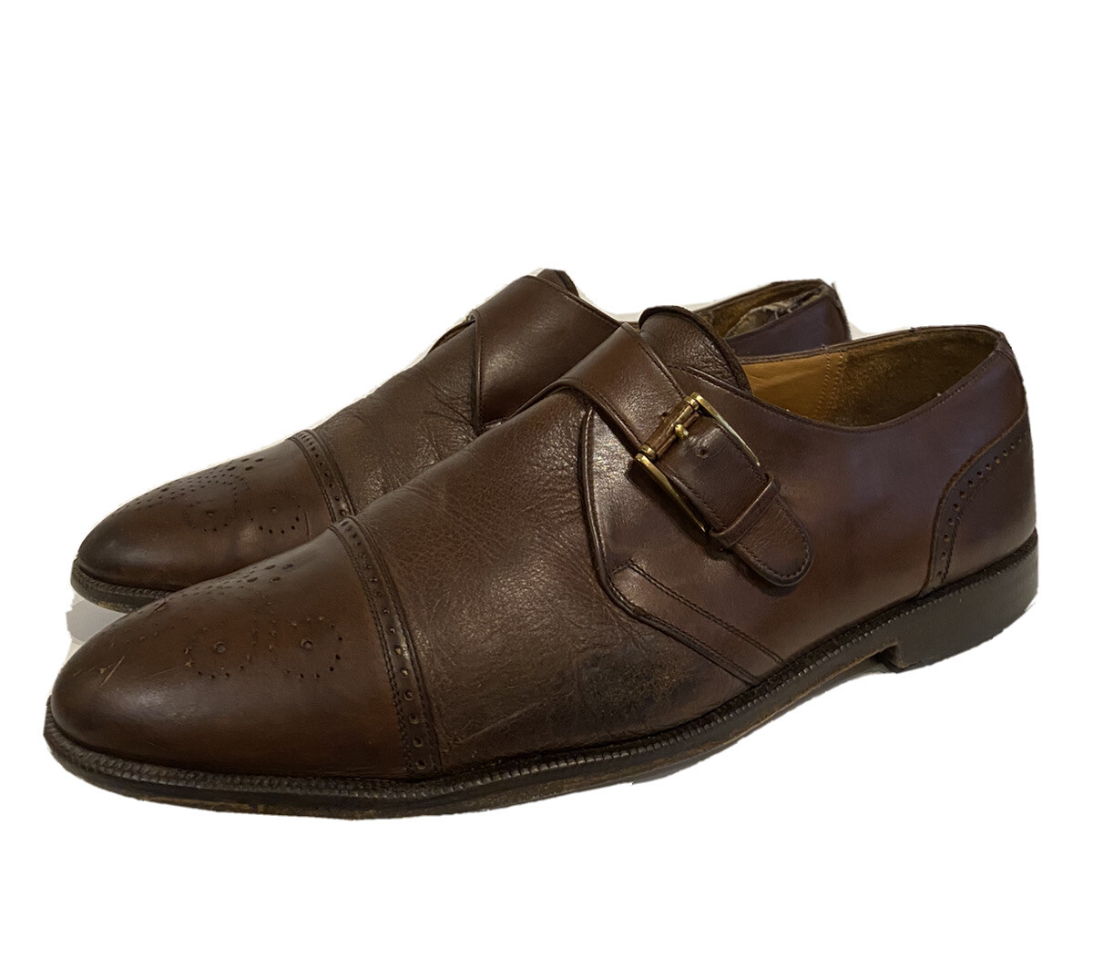 Mezlan Dress Shoes Mens Size 10 Brown Leather Monkstrap Oxford Mens Mezlan Bardem Calfskin Double Monk Strap Dress Shoe in  main image 2