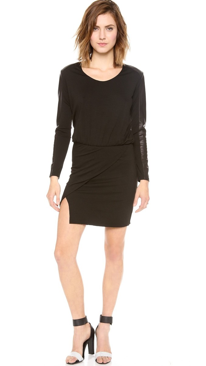 NWT Mason Michelle Mason Leather Sleeve Dress Black SZ S MSRP $495 *Sold  Out*