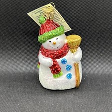 Old World Christmas Snowman with Broom Glass Ornament NEW With Tag