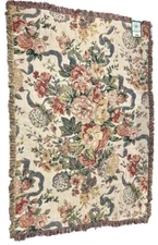 Vintage JCP Tapestry Floral Triple-Woven Throw Blanket*USA**100% CTN**67x46**NIP