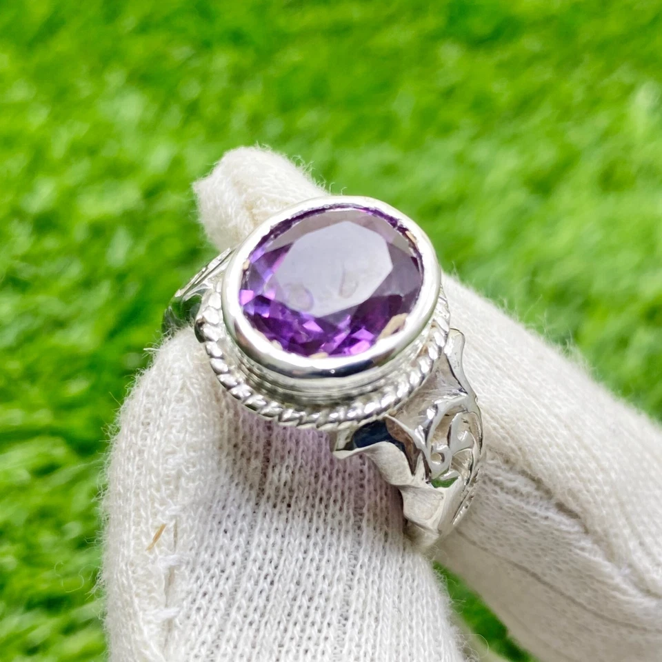 Anillo de Alejandrita, Anillo de Diseñador Hecho a Mano, Anillo de Plata de Ley 925, Personalizado Foto 2 de 4