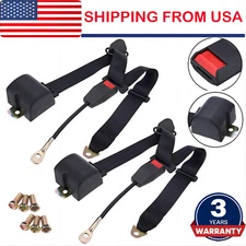 2 Set Safety 3 Point Retractable Car Seat Lap Belt Adjustable Kit Universal US
