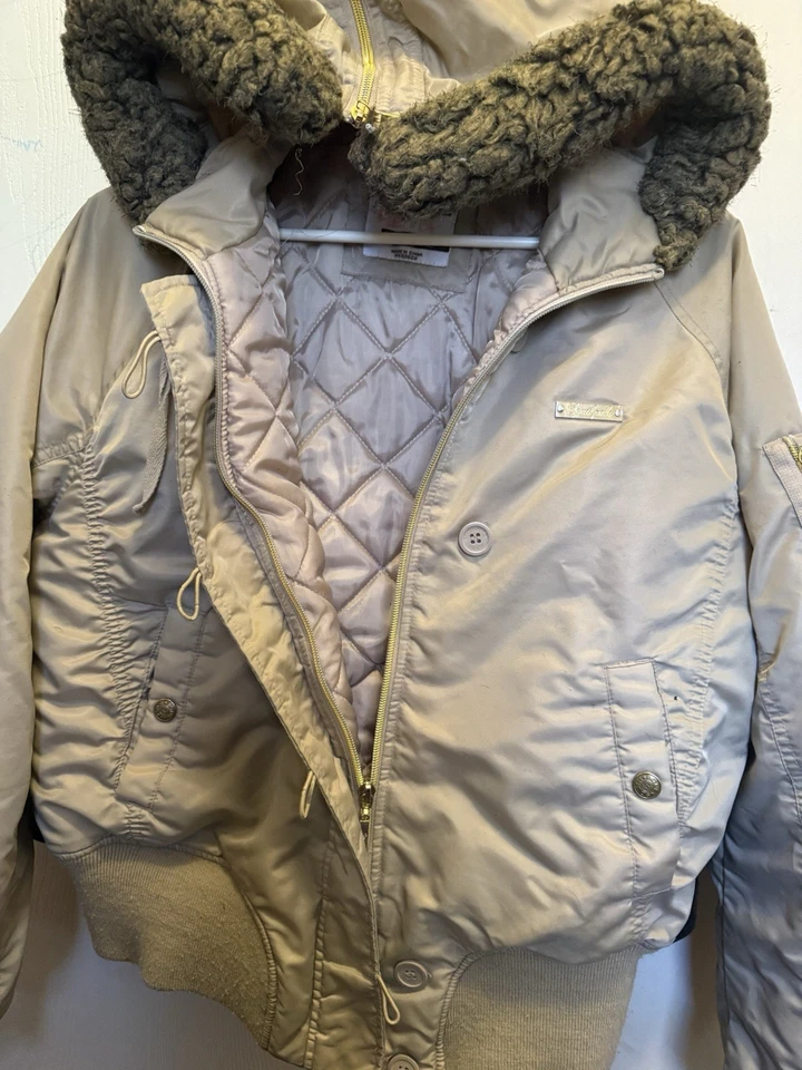 Chaqueta de piel sintética satinada vintage AOP Y2K South Pole para mujer talla XL Foto 2 de 4