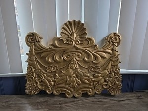 Large Gold Decorative Valence Center Accent with Leaf & Shell Scrolls for Wall 