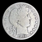1913-S Barber Silver Half Dollar