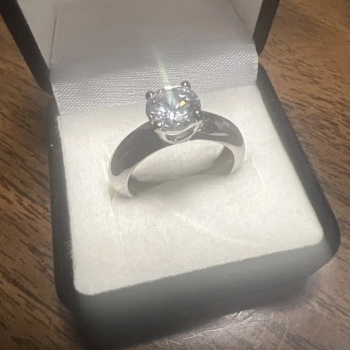 Vtg 1.0Ct+Round Moissanite Solitaire Cocktail Engagement Fun Ring 925 Sterling 7