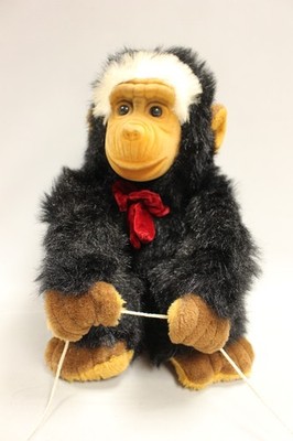 Vintage GOFFA Plush Black Chimpanzee Monkey with Hanging Bar - used